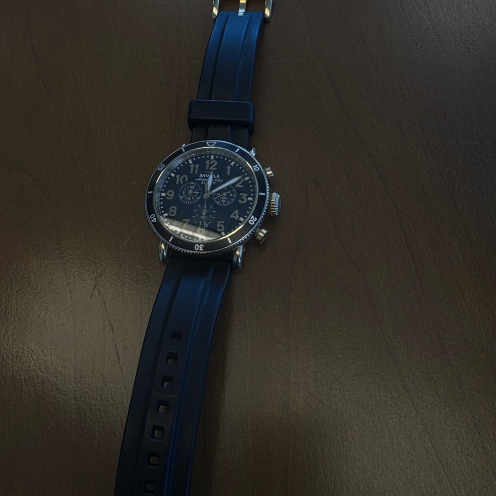 Shinola Blue and Silver Men's Watch